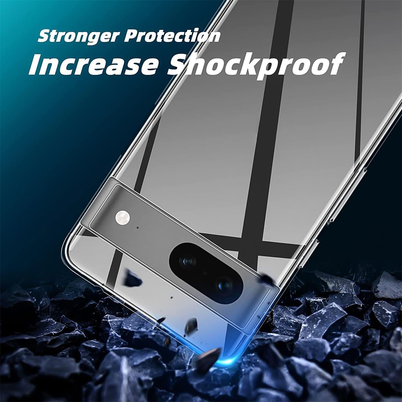 CoolGadget Handyhülle Transparent als 2in1 Schutz Cover Set für das Google Pixel 7a 6,1 Zoll, 2x 9H Glas Display Schutz Folie + 1x TPU Case Hülle für Pixel 7a – Bild 4 von 5