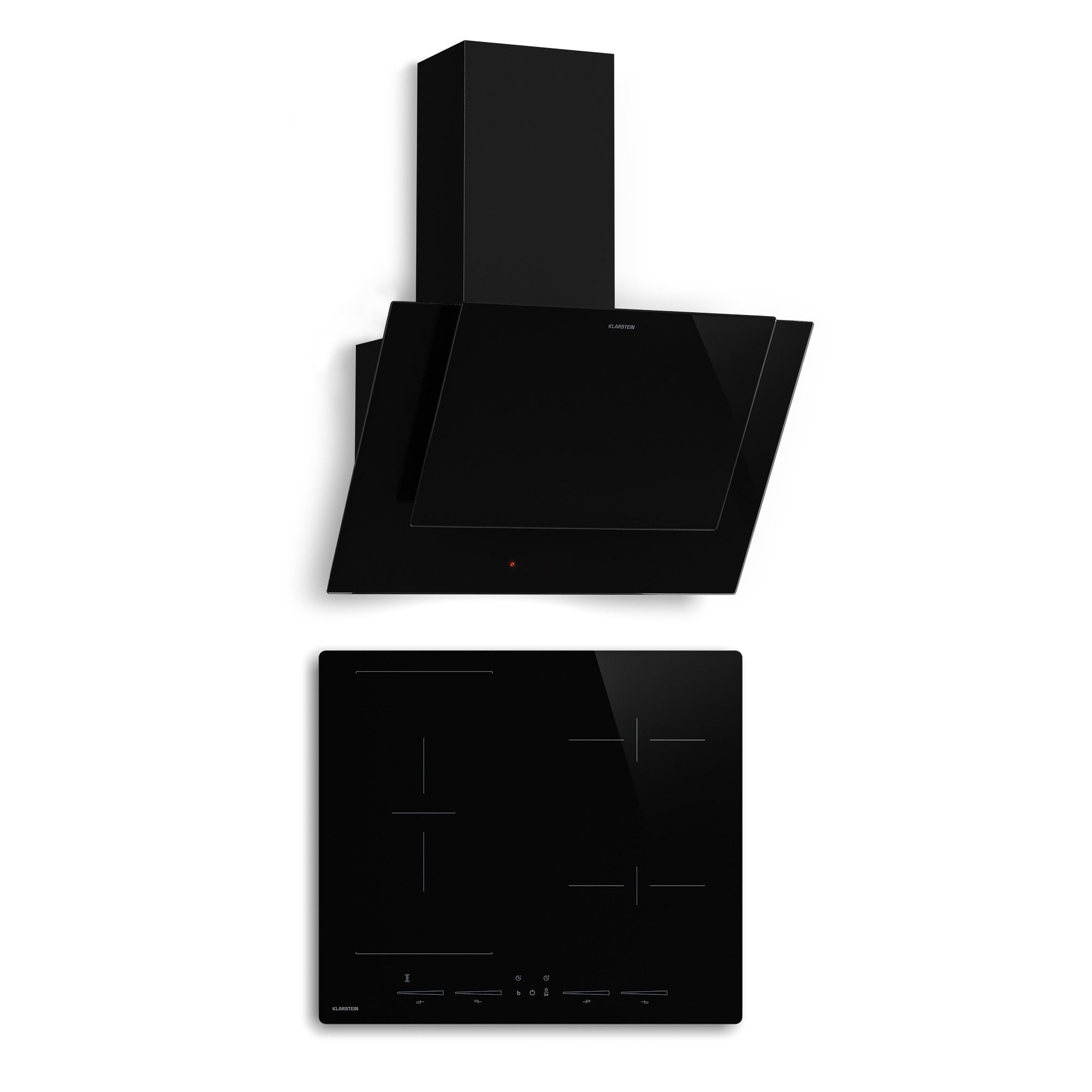 Klarstein Unterbauhaube HaloSync 60cm Induktionskochfeld 4 Platten Schwarz HaloSync 60cm Induktionskochfeld 4 Platten Schwarz