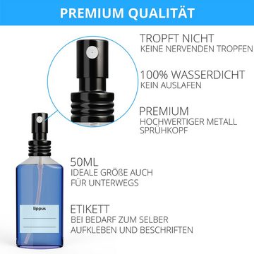 lippus Sprühflasche lippus Sprühflasche klein [5x] 50ml + Etiketten + rPET, Metallsprüher, (5 Spruehflaschen, 5-tlg., 5 Sprühflaschen 50ml), Metall Sprühkopf