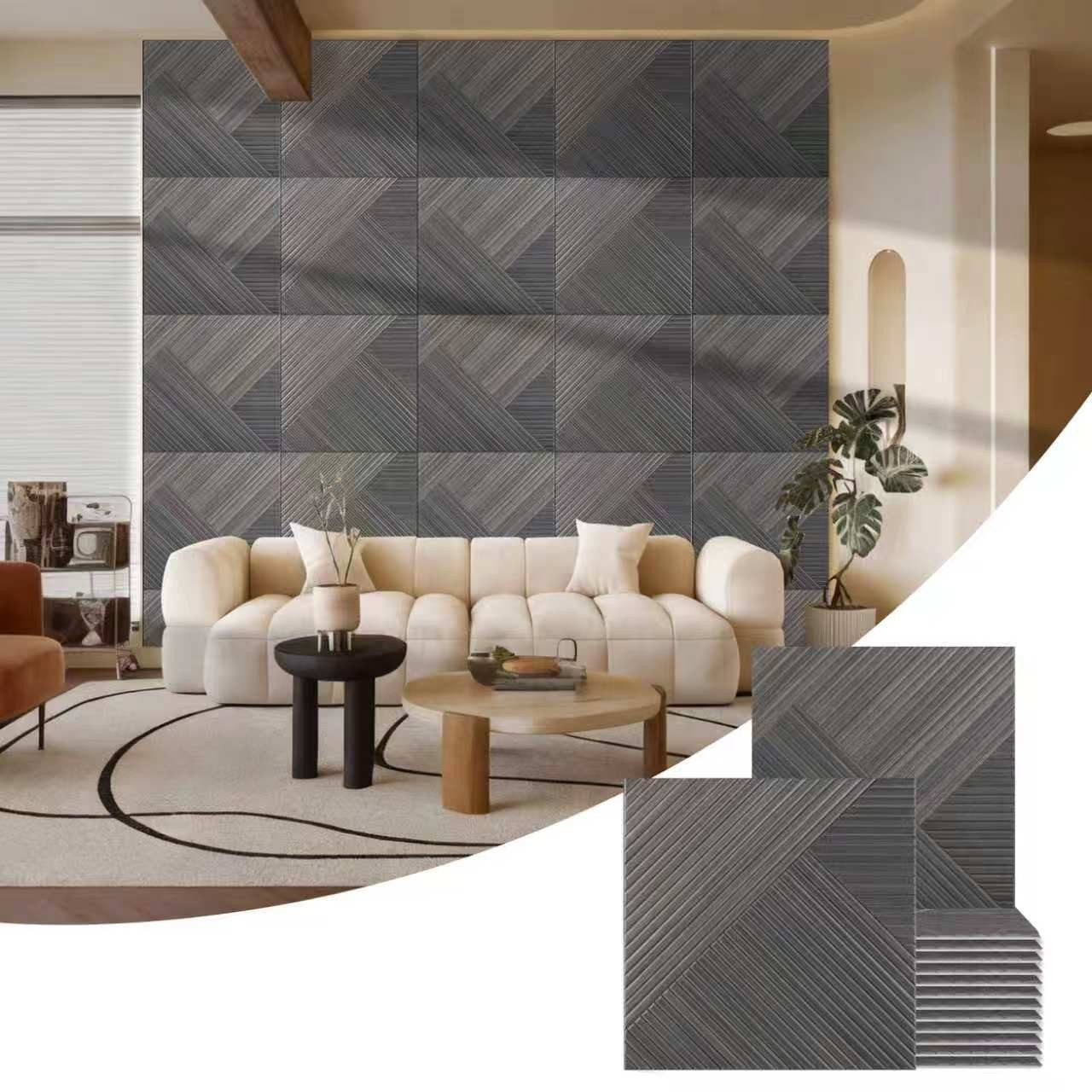 BUBOS Wandpaneel 4 Akustikpaneele selbstklebend für Wand und Decke, BxL: 60x60 cm, 0,36 qm, (4-tlg) Schallschutzpaneele, Wanddekoobjekt, 3D Wandverkleidung