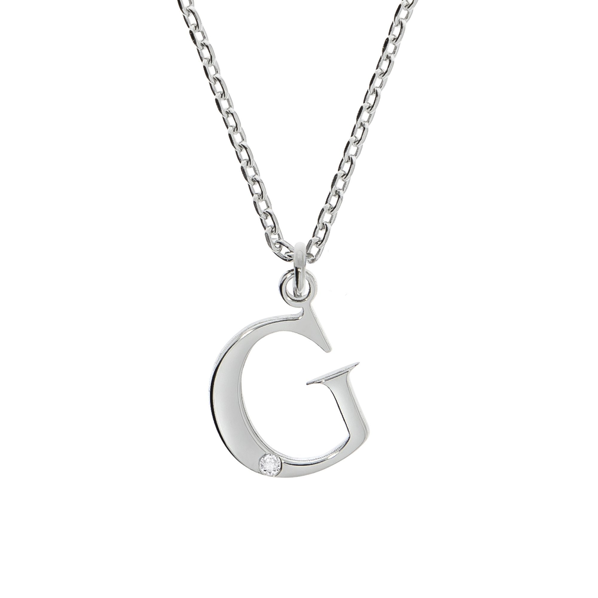 Diamonds by Ellen K. Kette mit Anhänger Silber 925 mit 1x Diamant 0,008ct. Buchstabe G