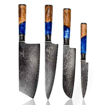 Küchenkompane Messer-Set Bundle Edelstahl Damast (4-tlg)