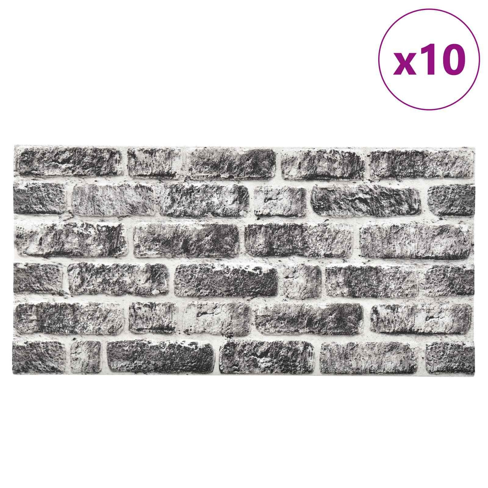 vidaXL Wandpaneel Wandpaneele 10 Stk. 100 x 50 cm Dunkelgrau und Weiß EPS-Schaum, (10-tlg)