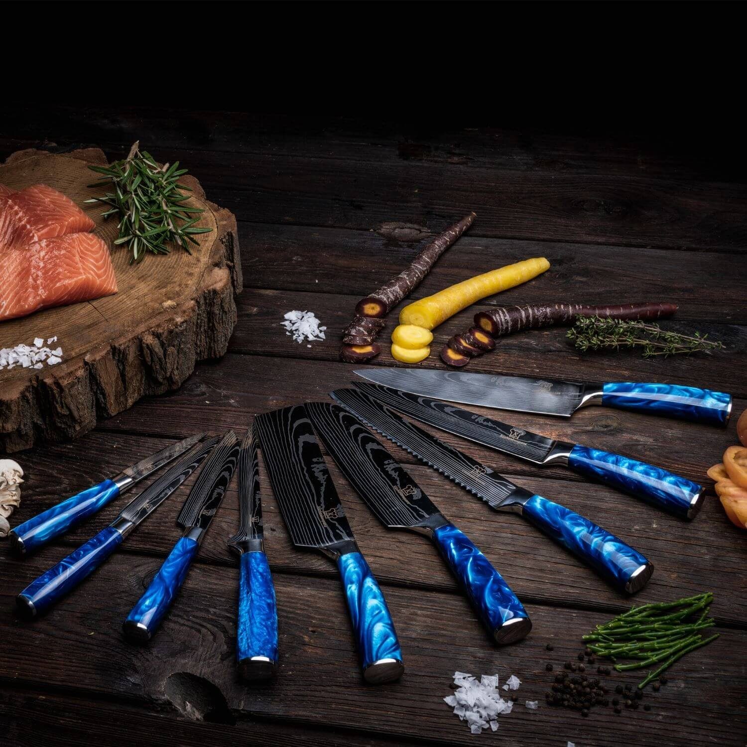 Küchenkompane Messer-Set Asiatisches Messerset Shiburu 8-teiliges Küchenmesser Set Premium (8-tlg)