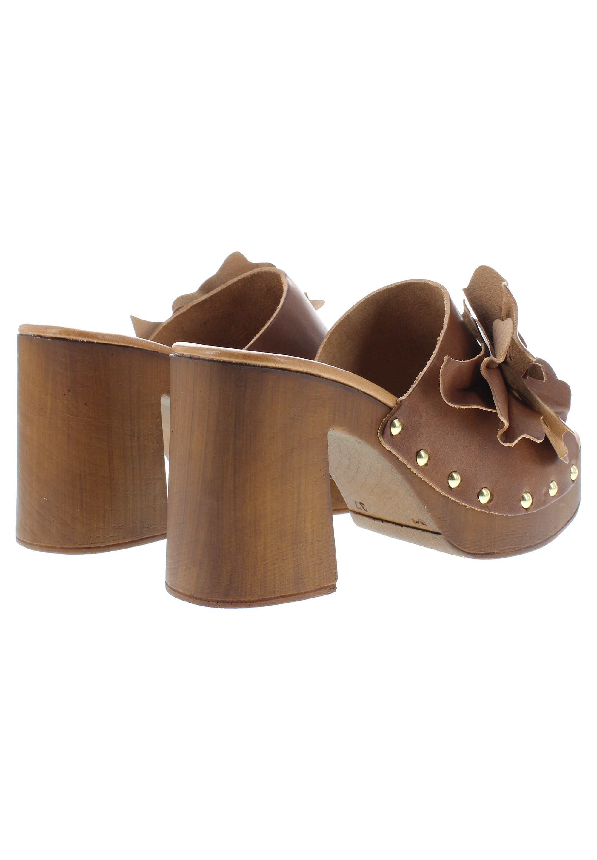 Everybody MARCELLA - Retro Plateau-Pantolette mit Lederblume Pantolette