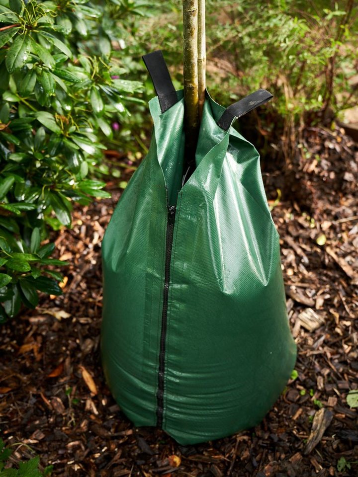 Organzabeutel24 Bewässerungssystem 1 Wassersack für Bäume - Langzeit  Bewässerungssytem - 75l - grün, (1-tlg), UV-Stabil