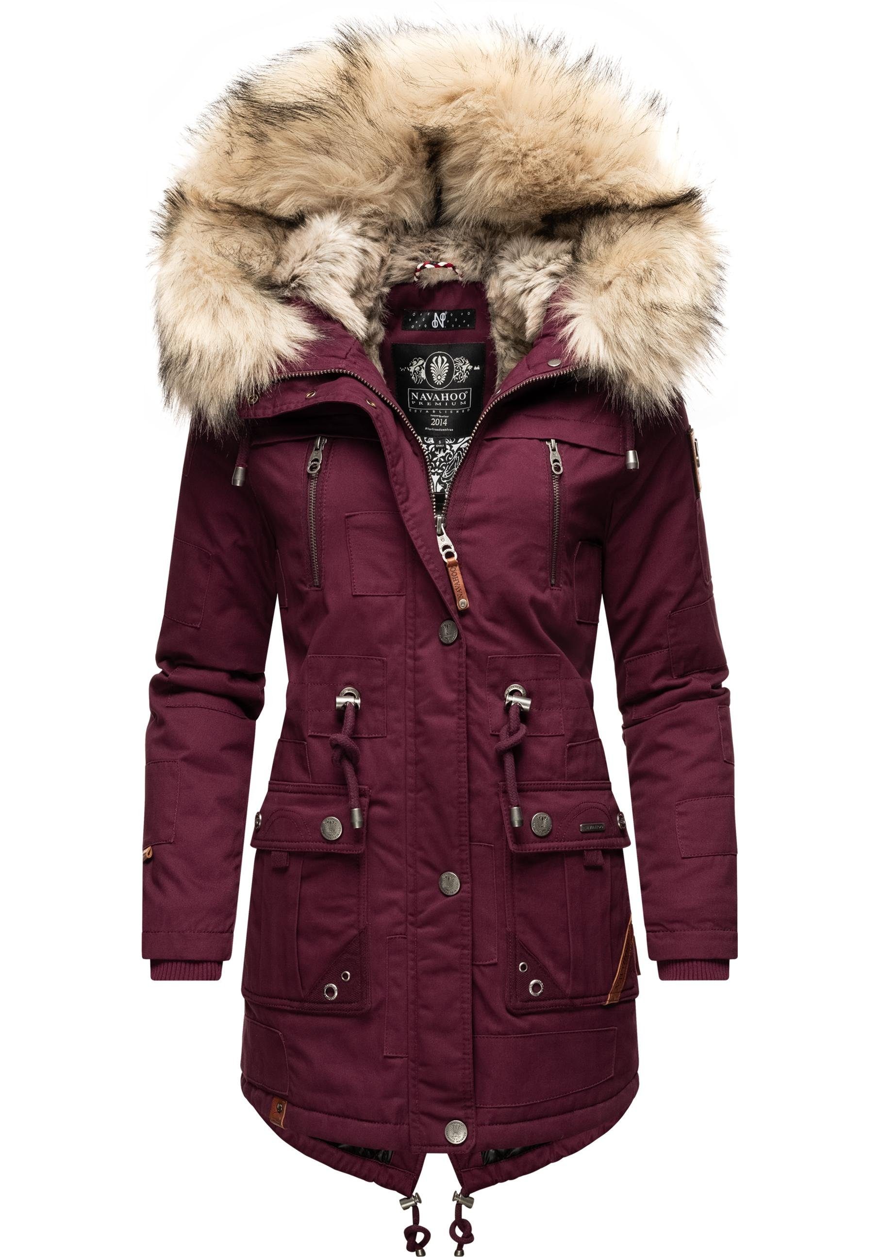 Navahoo Wintermantel Honigfee stylischer Baumwollparka mit Kunstfell-Kapuze günstig online kaufen