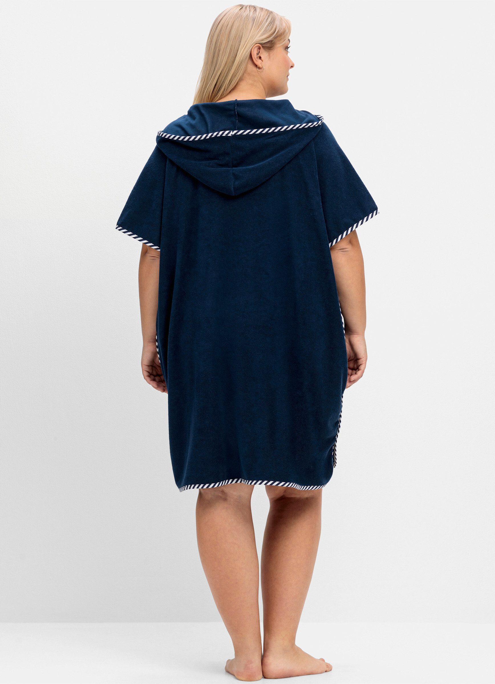 Sheego Damenbademantel Bademantel ., Länge ca. 98 cm, Baumwolle, Bindeband günstig online kaufen