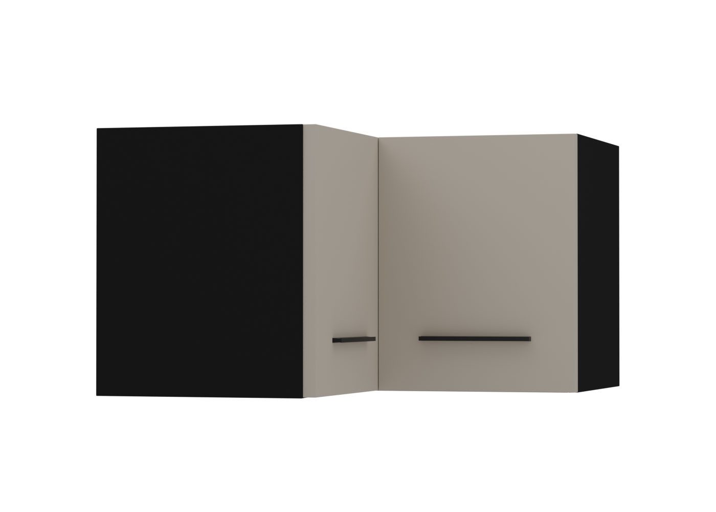 Feldmann-Wohnen Eckhängeschrank Bonn (W12/60/36, 2-türig, innen 1 Fach, 1-St., moderne Optik, MDF Fronten) schwarz / kaschmir matt
