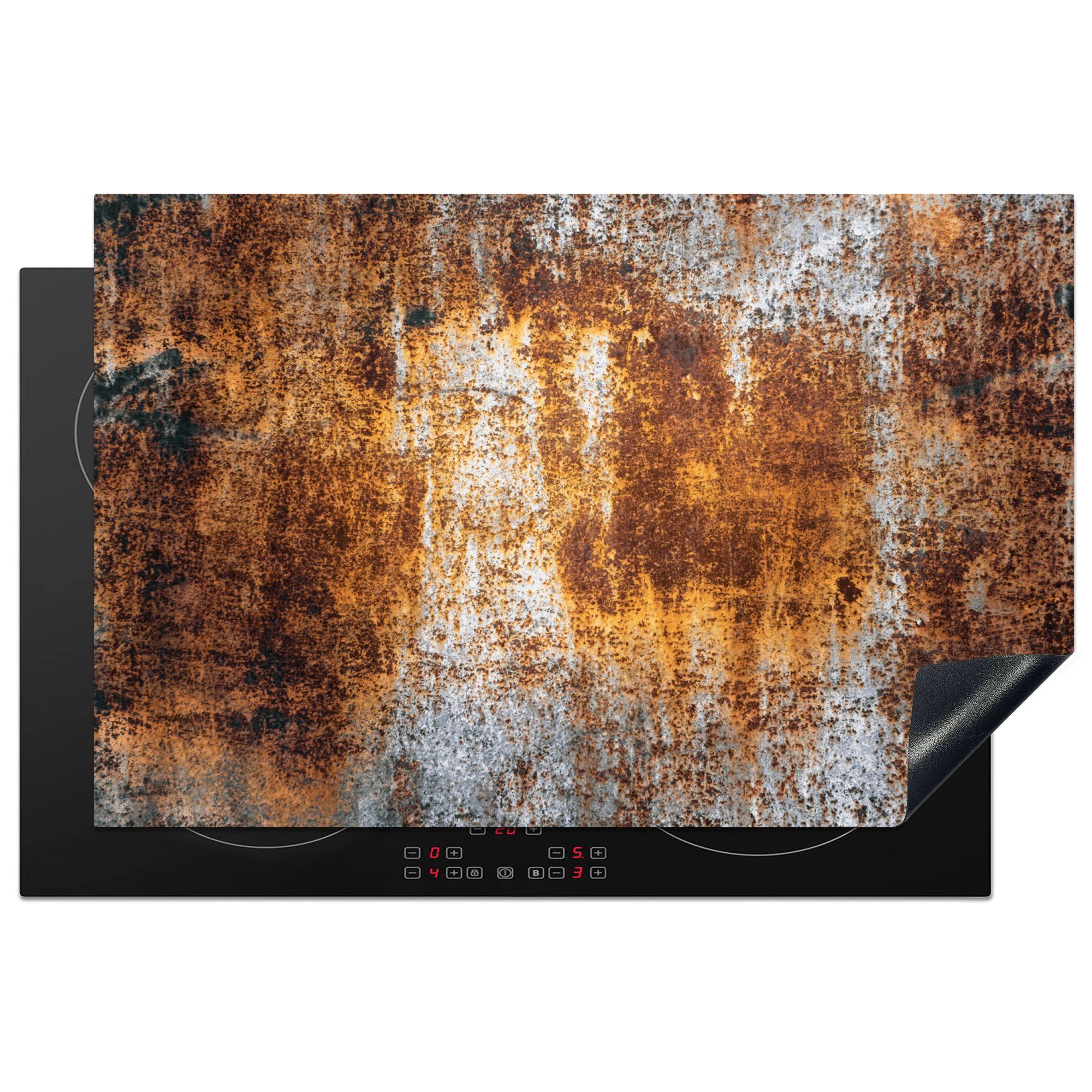 MuchoWow Herdblende-/Abdeckplatte Eisen - Rost - Silber, Vinyl, (1 tlg), 81x52 cm, Induktionskochfeld Schutz für die küche, Ceranfeldabdeckung