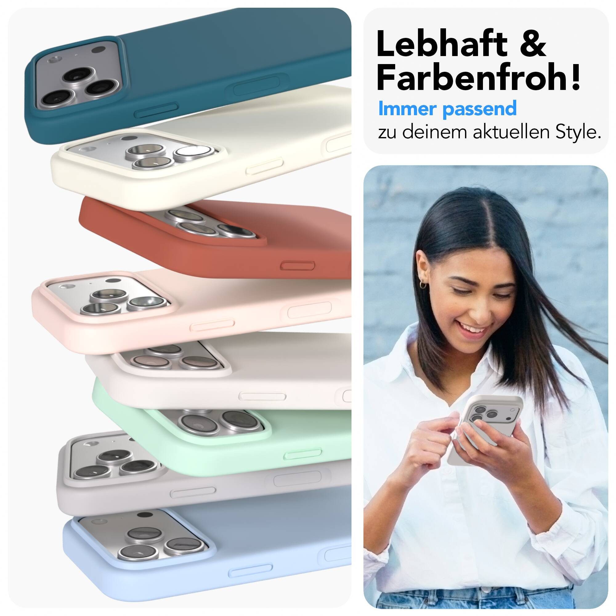 EAZY CASE Handyhülle für Apple iPhone 17 Pro Hülle Silikon 6,3 Zoll, Schutzcase mit MagSafe Slimcover Silikonschutzhülle elastisch Taupe – Bild 2 von 5