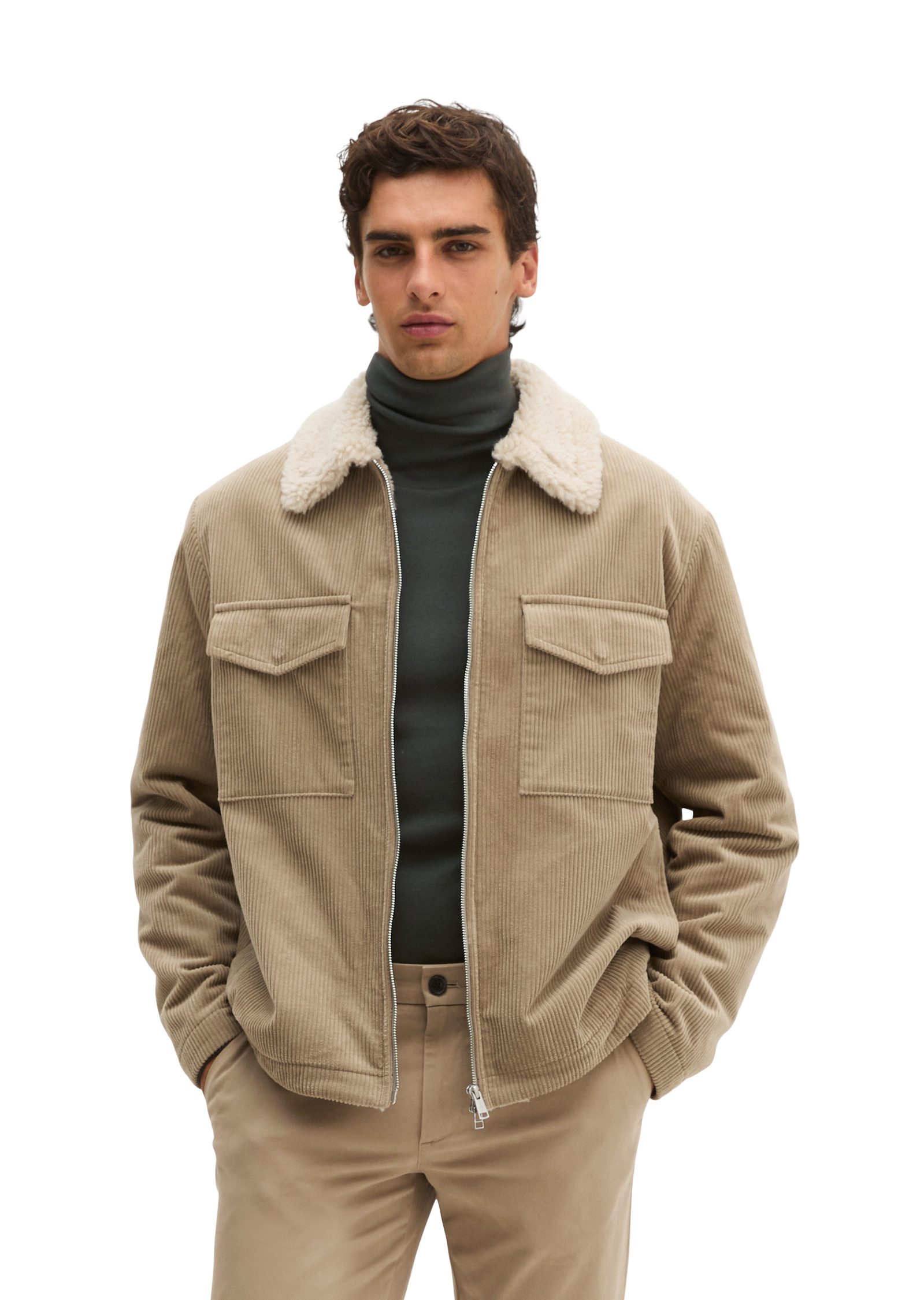 Marc O'Polo Cordjacke regular mit flauschigem Teddyfellfutter