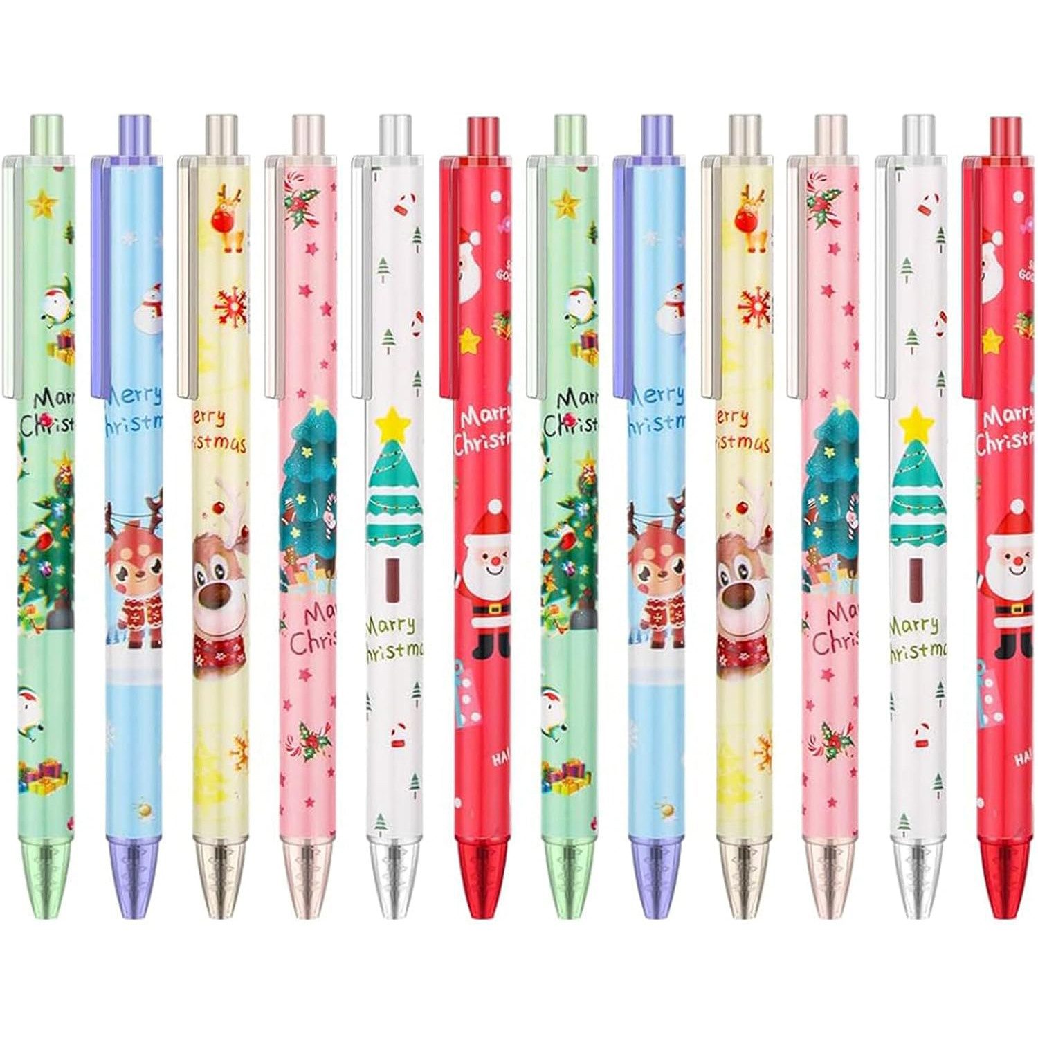 FOUORTUNATE-BEE Kugelschreiber 12 Stuck Weihnachtsstifte Kugelschreiber Weihnachten, (Schneemann Stifte Weihnachtsstifte Set, 12-tlg), für Weihnachts Schule Weihnachtsgeschenke Kleinigkeiten