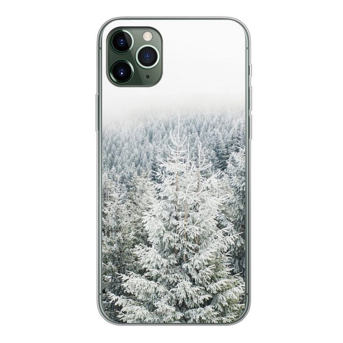 MuchoWow Handyhülle Wald - Schnee - Winter - Jahreszeiten - Tannenbaum Handyhülle Apple iPhone 11 Pro Max Smartphone-Bumper Print Handy