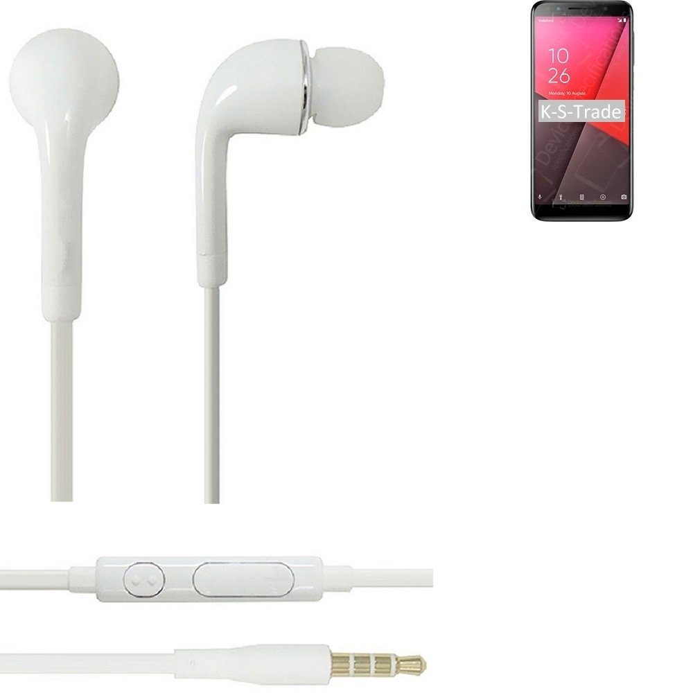 K-S-Trade für Vodafone Smart N9 In-Ear-Kopfhörer (Kopfhörer Headset mit  Mikrofon u Lautstärkeregler weiß 3,5mm)
