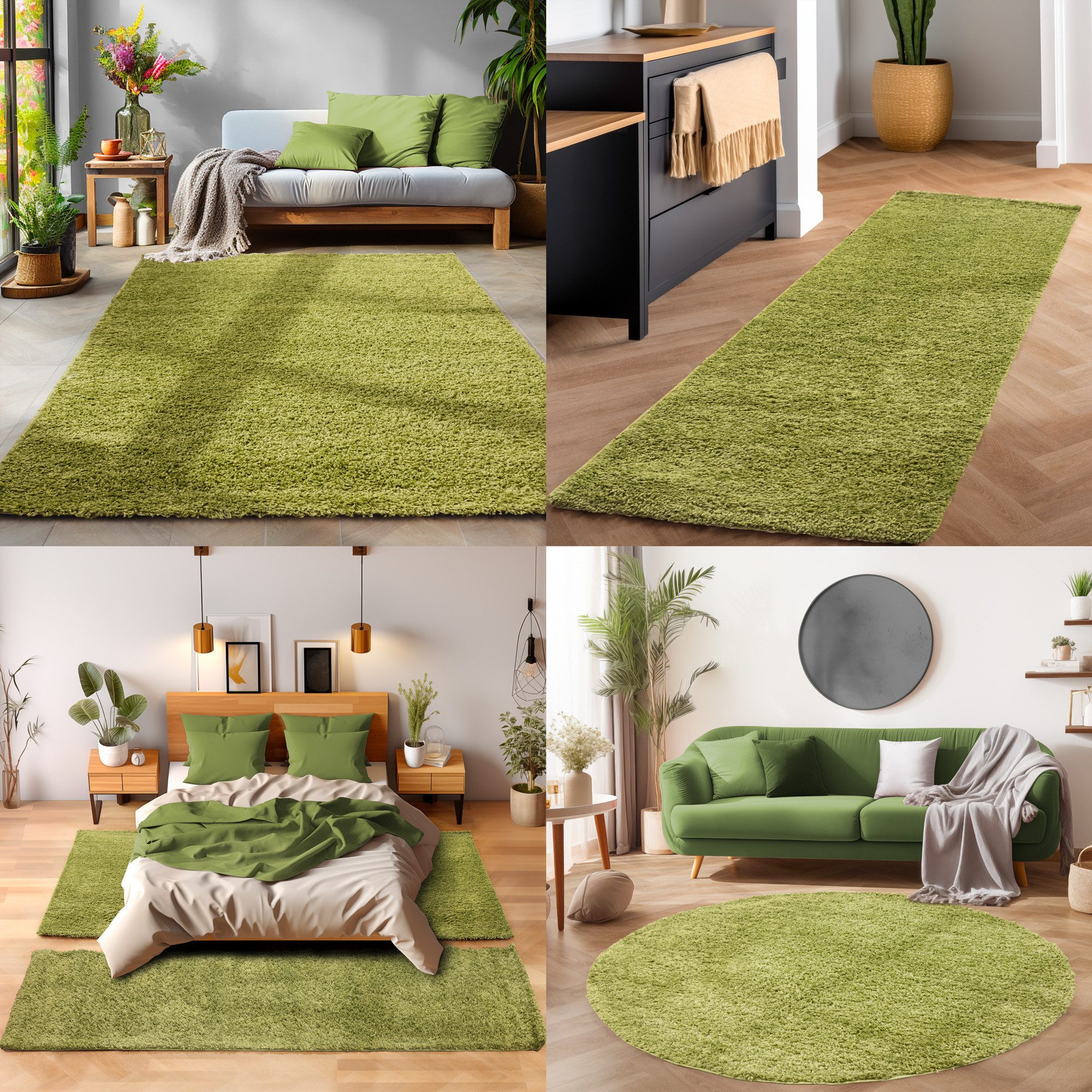 SIMPEX24 Teppich Unicolor - Einfarbig, Rund, Höhe: 30 mm, Einfarbig Shaggy Teppich Wohnzimmer Langflor Versch. Farben und Größen