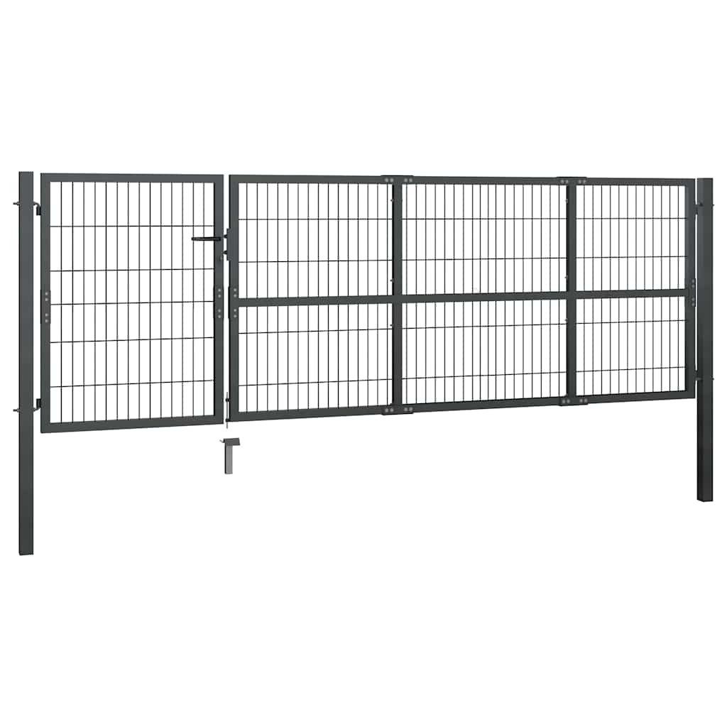 vidaXL Gartentor Gartentor mit Pfosten Stahl 350 x 100 cm Anthrazit