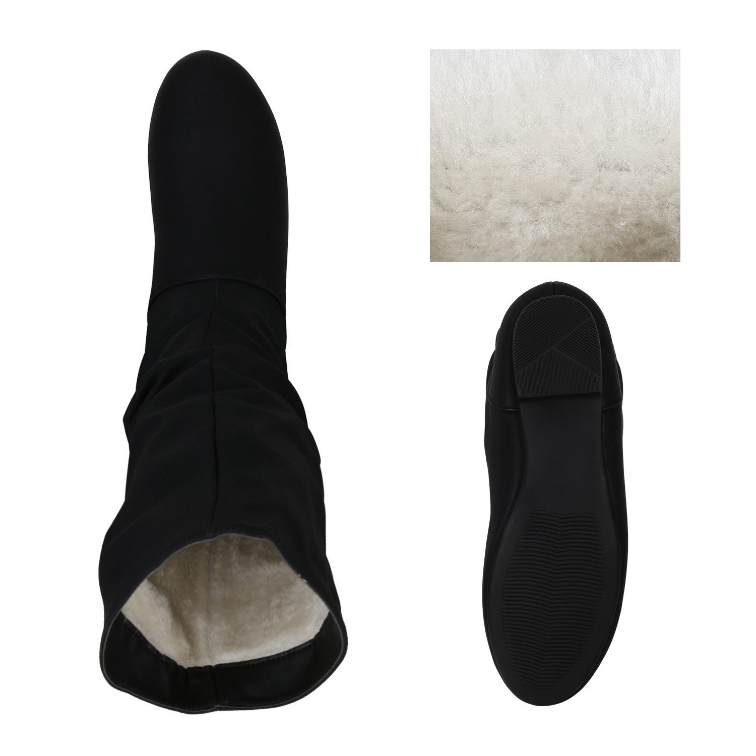 VAN HILL 820241 Schlupfstiefel Damen Schlupfstiefel Warm Gefütterte Stiefel Leder-Optik