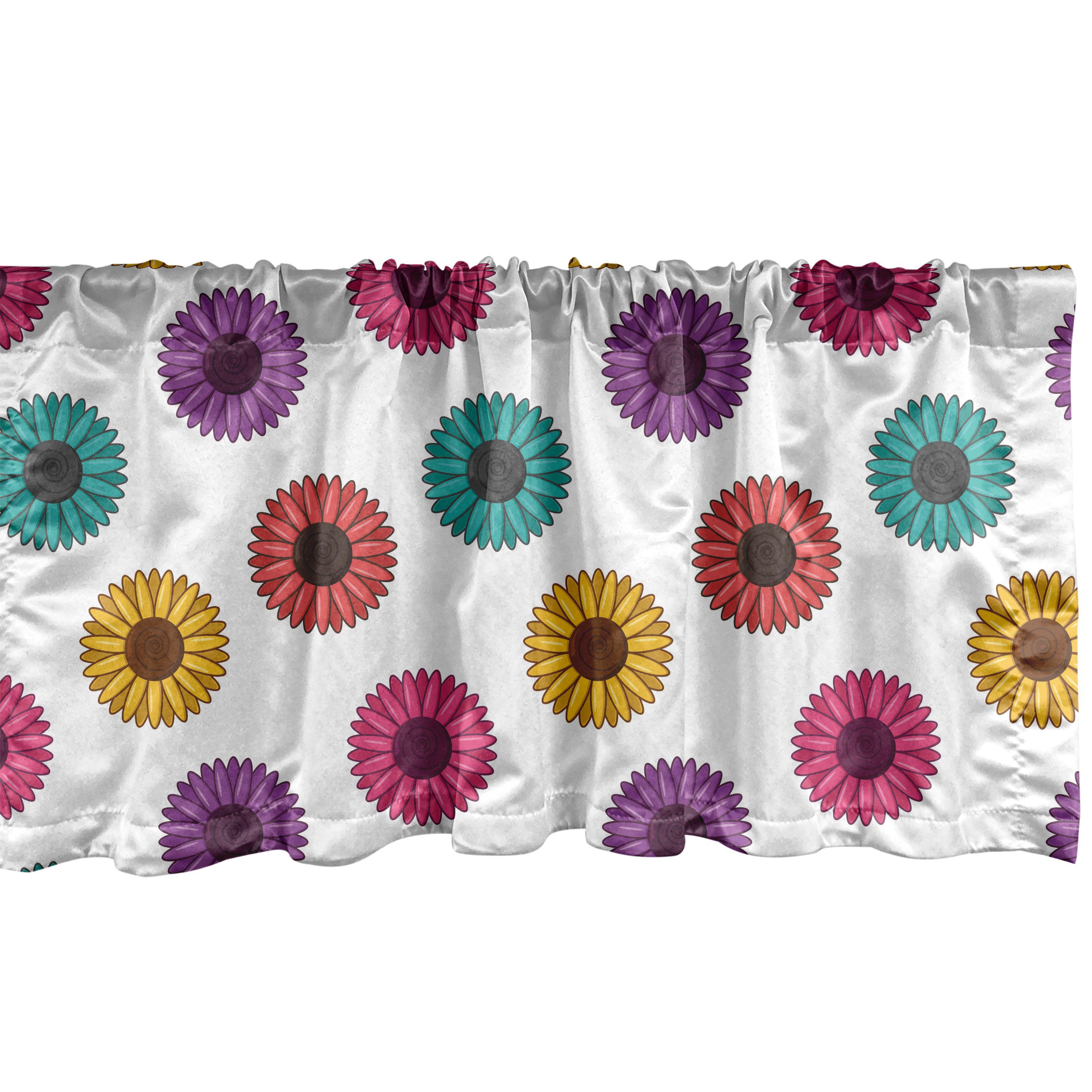Scheibengardine Vorhang Volant für Küche Schlafzimmer Dekor mit Stangentasche, Abakuhaus, Microfaser, Blumen Blüten Blütenblätter Sommer