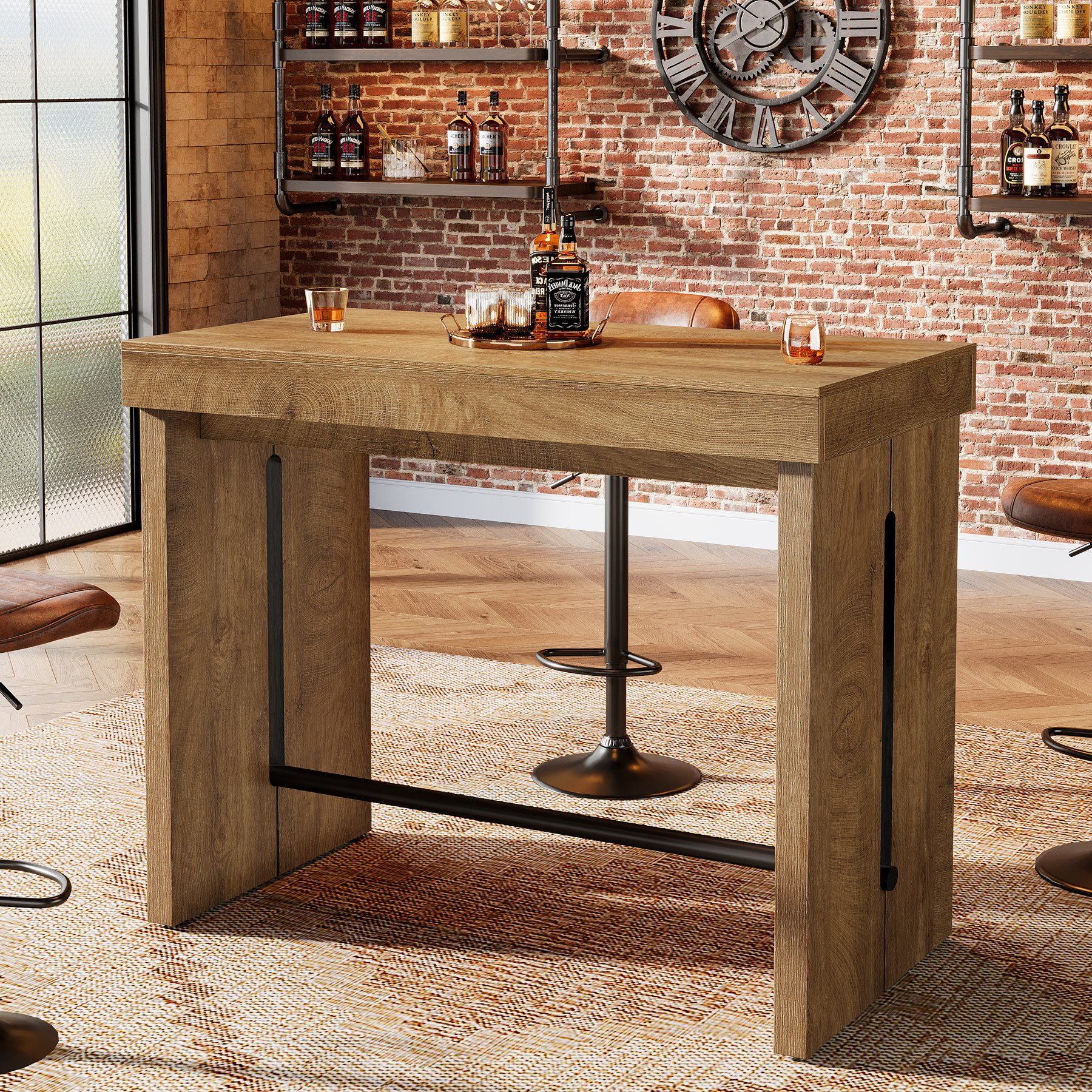 Tribesigns Bartisch 105 cm Stehtisch, Bistrotisch mit Metallfußstütze, Küchentisch