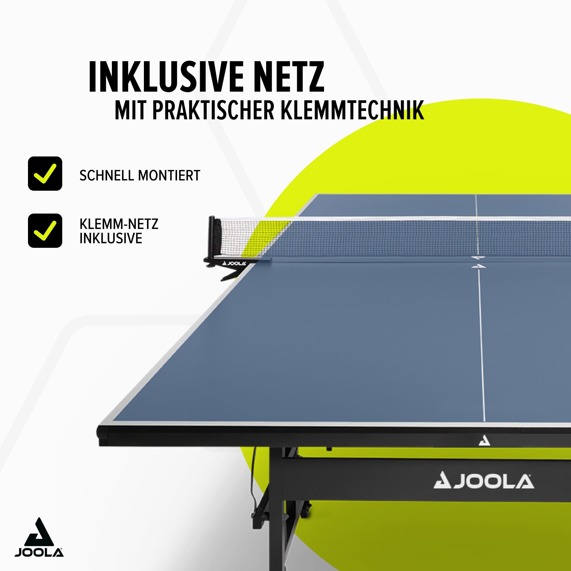 Joola Tischtennisplatte Inside 15 (Packung), Indoor Tischtennistisch - klappbares Untergestell, inkl. Netz