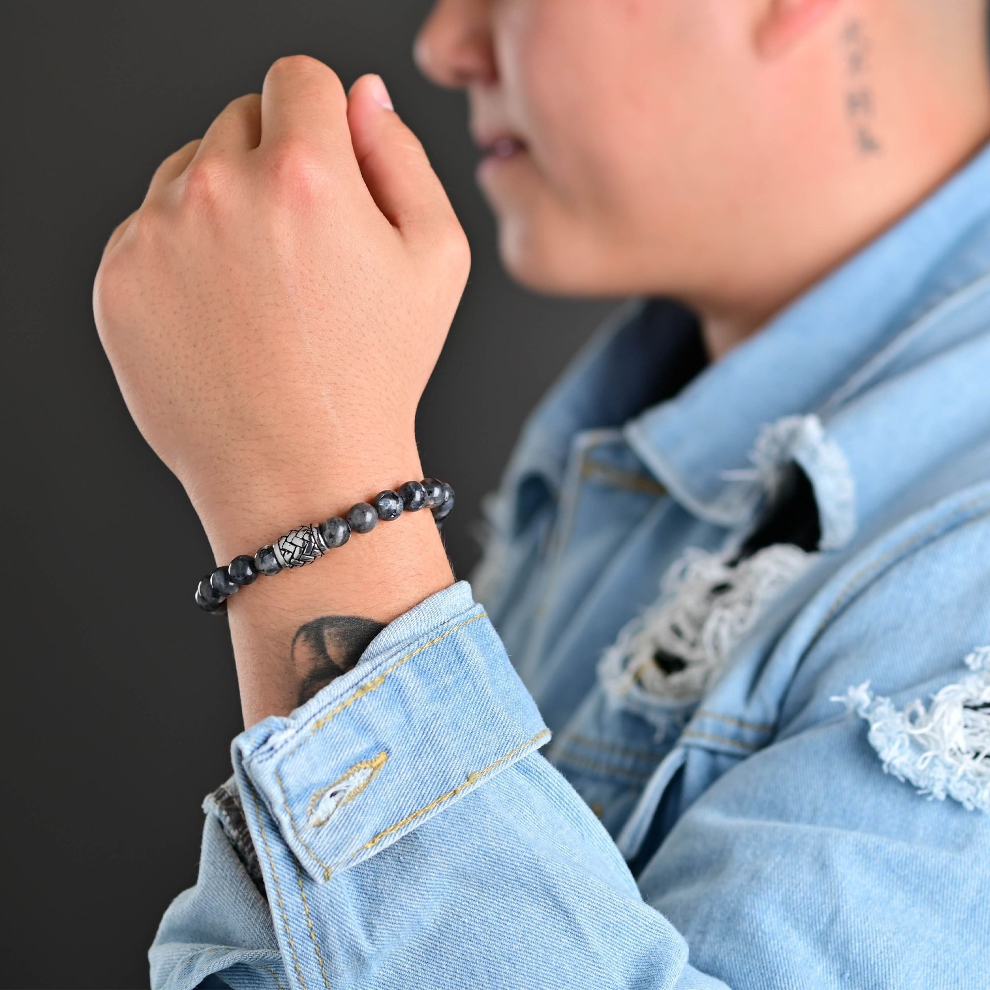 Gliederarmband Armband – Kugelarmband aus Edelstahl mit Achat 21 cm