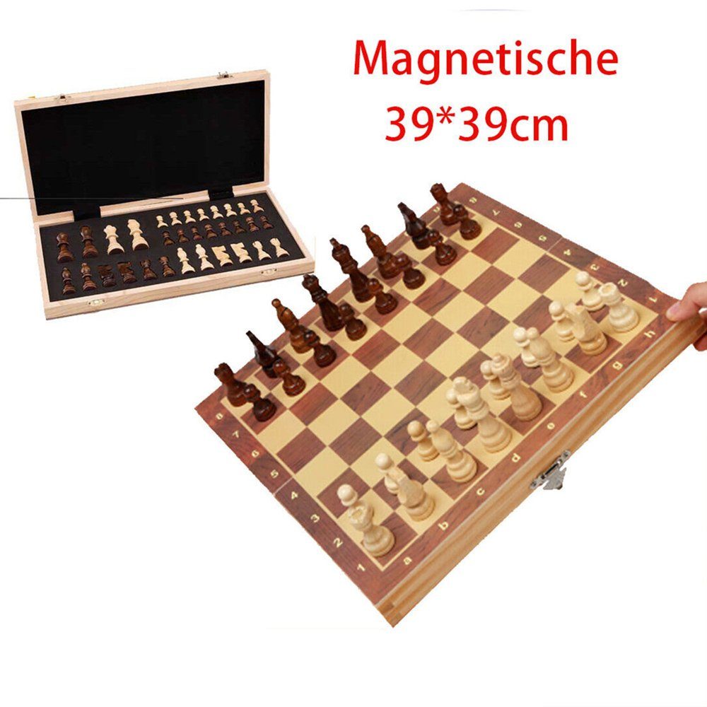Dekorative Spieler Magnetische Holz Schach 39*39cm Schach Schachspiel mit  Schachfiguren (1-tlg) Strategiespiele für Kinder