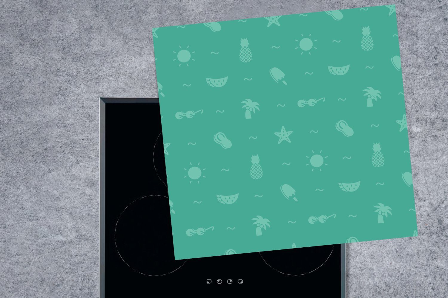 MuchoWow Herdblende-/Abdeckplatte Sommer - küche Ceranfeldabdeckung, - Grün, tlg), 78x78 Muster für cm, Arbeitsplatte (1 Vinyl