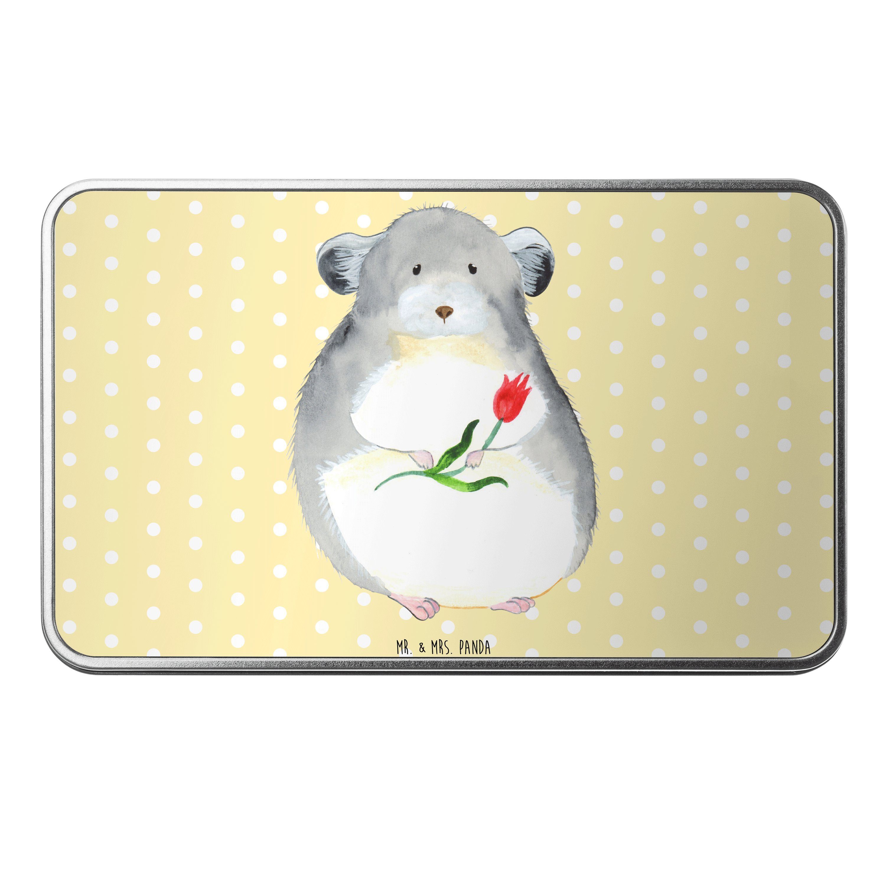 Mr. & Mrs. Panda Dose Chinchilla mit Blume - Gelb Pastell - Geschenk, Blechbox, lustige Spr (1 St)