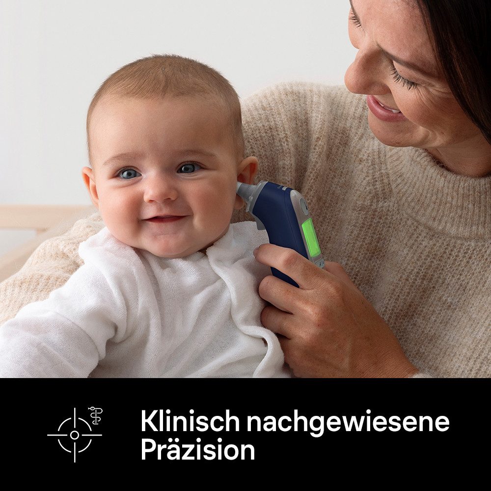 Braun Fieberthermometer ThermoScan® 7+ connect Ohrthermometer IRT6575NWE, Für alle Altersgruppen geeignet, einschließlich Neugeborene, Bluetooth