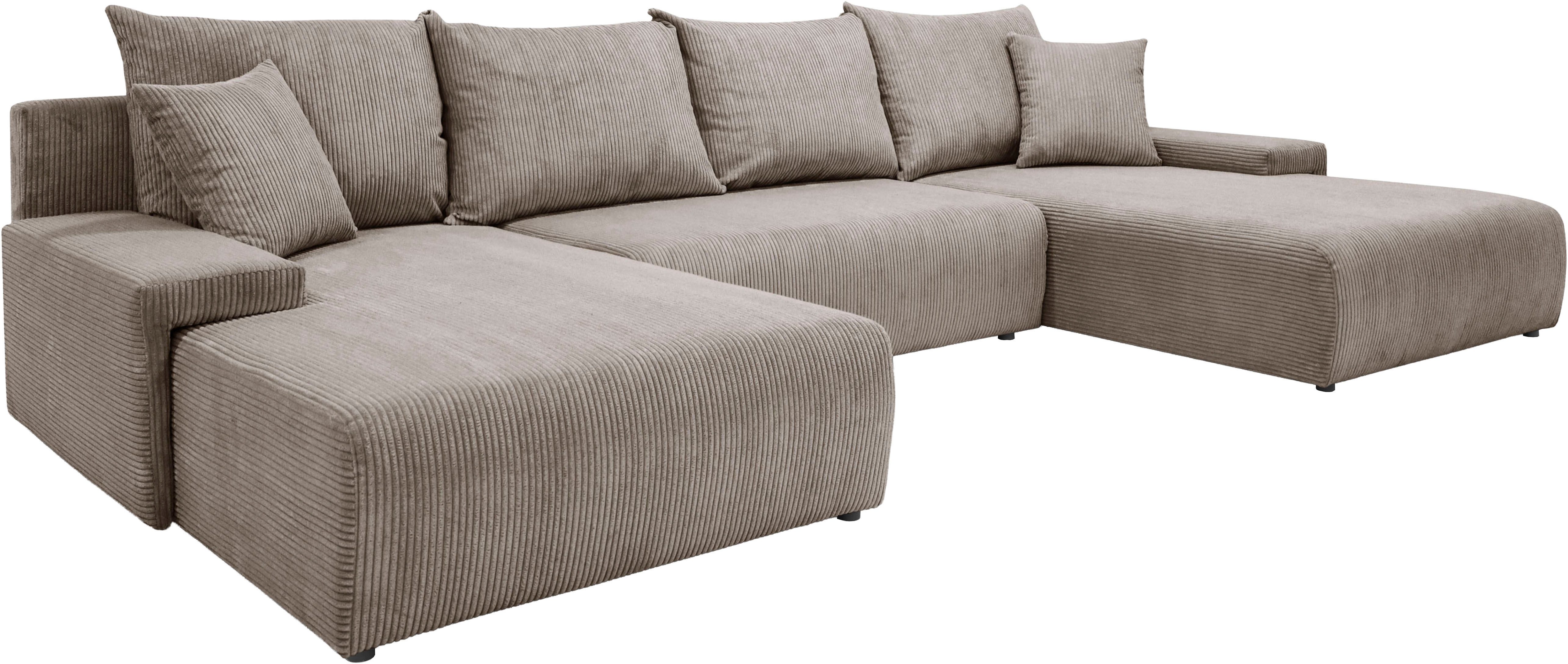 WERK2 Wohnlandschaft Amalfi 348 x 188 cm modern & bequem, viel Platz mit Bett & Bettkasten, Cord, U-Form, XXL, Schlaffunktion, Bettkasten – Bild 5 von 5