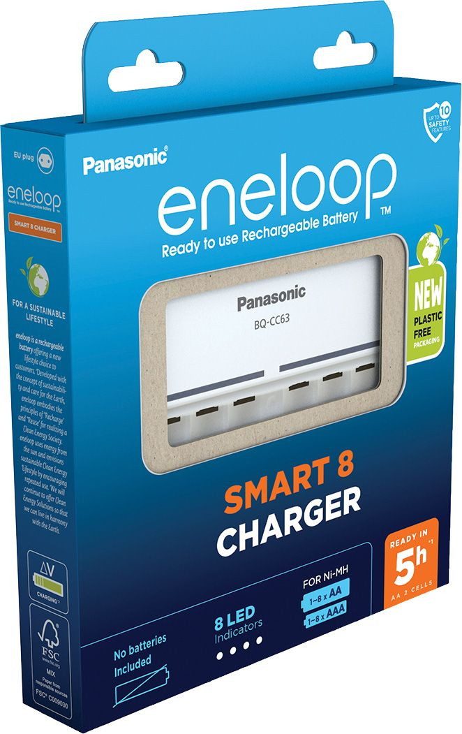 eneloop Akku Ladegerät Charger eneloop Smart 8 Charger BQ-CC63E für 8 AA / AAA Universal-Ladegerät