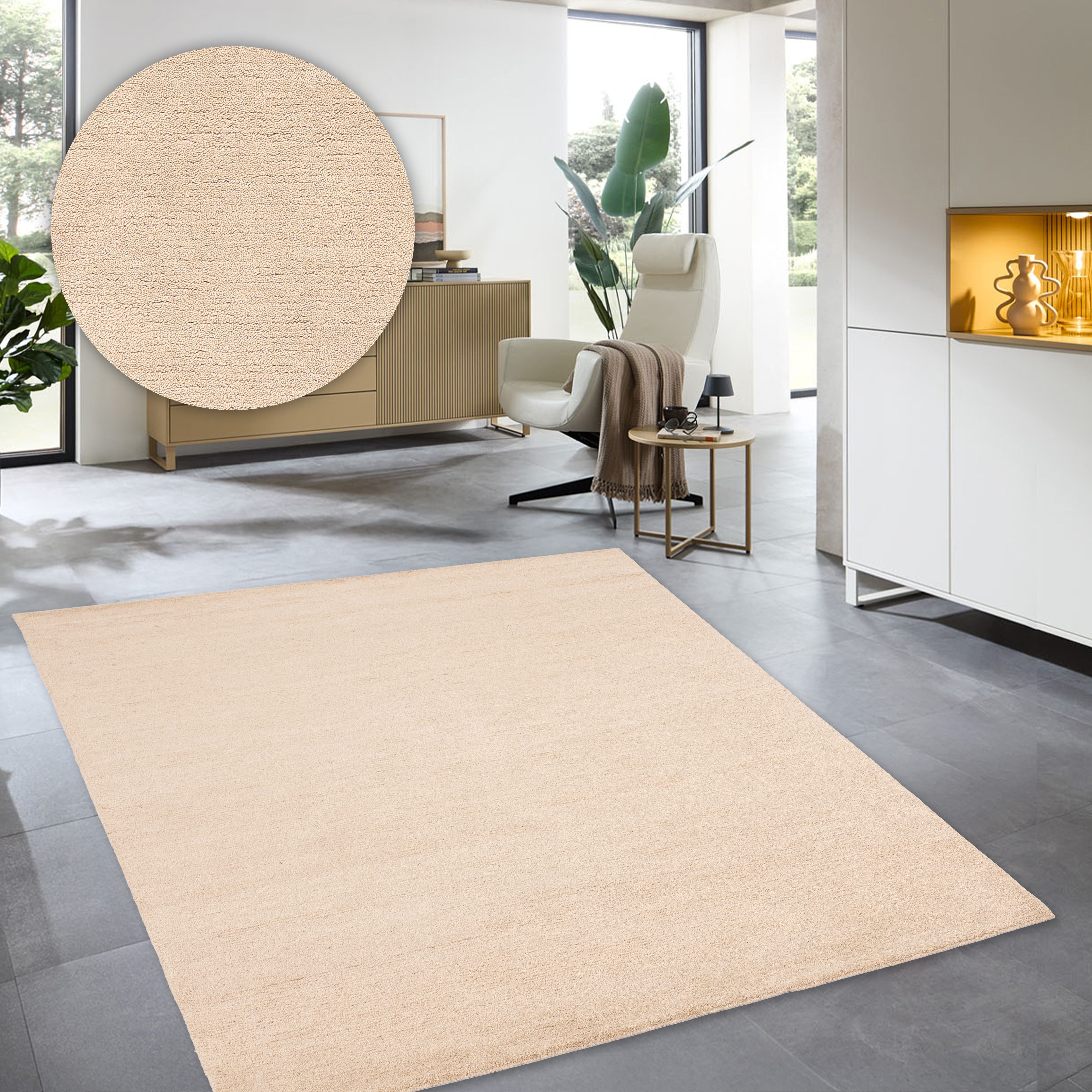 my home Wollteppich Gabbo Natur, Handgefertigt, Teppich, reine Wolle, melie günstig online kaufen