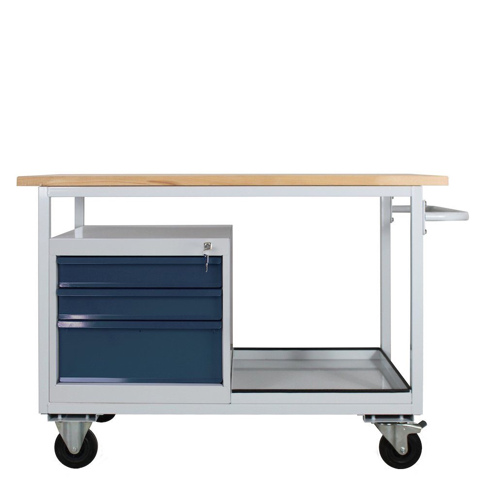 PROREGAL® Werkbank Mobile Werkbank Light Rhino, Ablagefach 3 Schubladen, 4 Rollen Anthrazitgrau