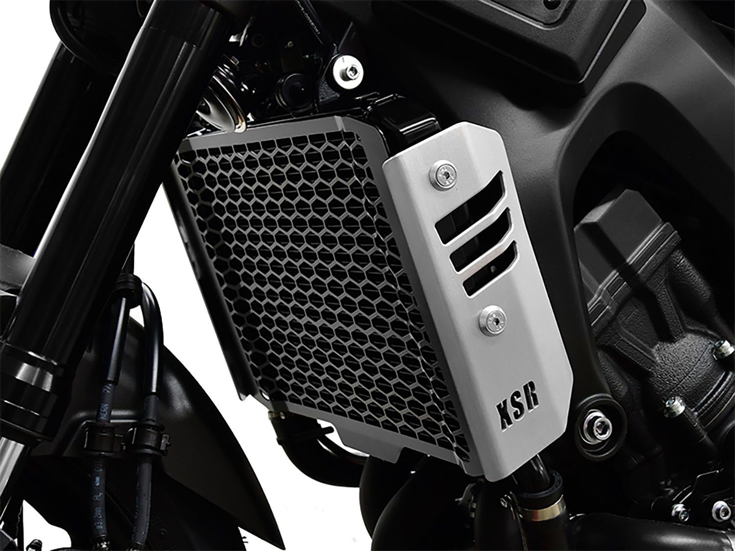 ZIEGER Motorrad-Additiv seitliche Yamaha Kühlerabdeckung für Logo ZIEGER silber, XSR900 Motorradkühlerabdeckung