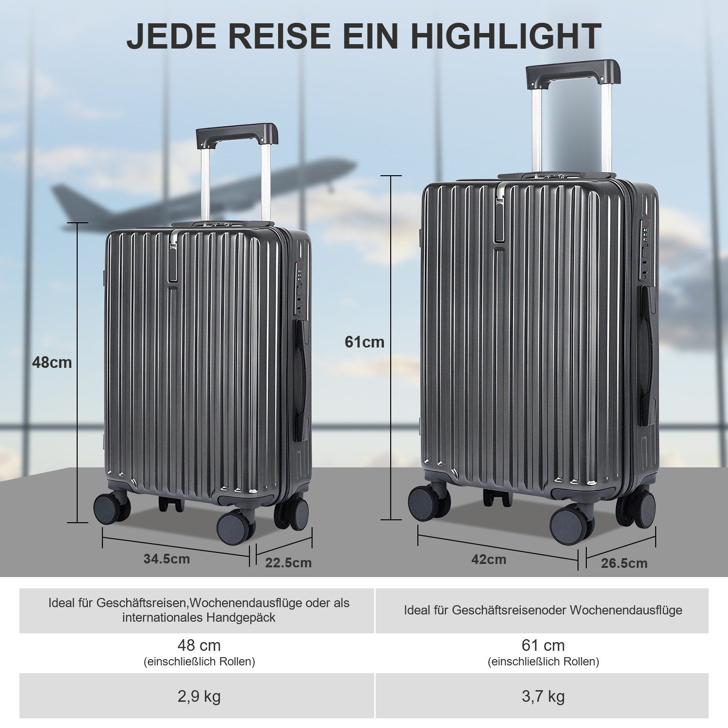 BRAIDOL Trolleyset Hartschalenkofferset,Kofferset 2tlg,Reisekoffer,Handgepä günstig online kaufen