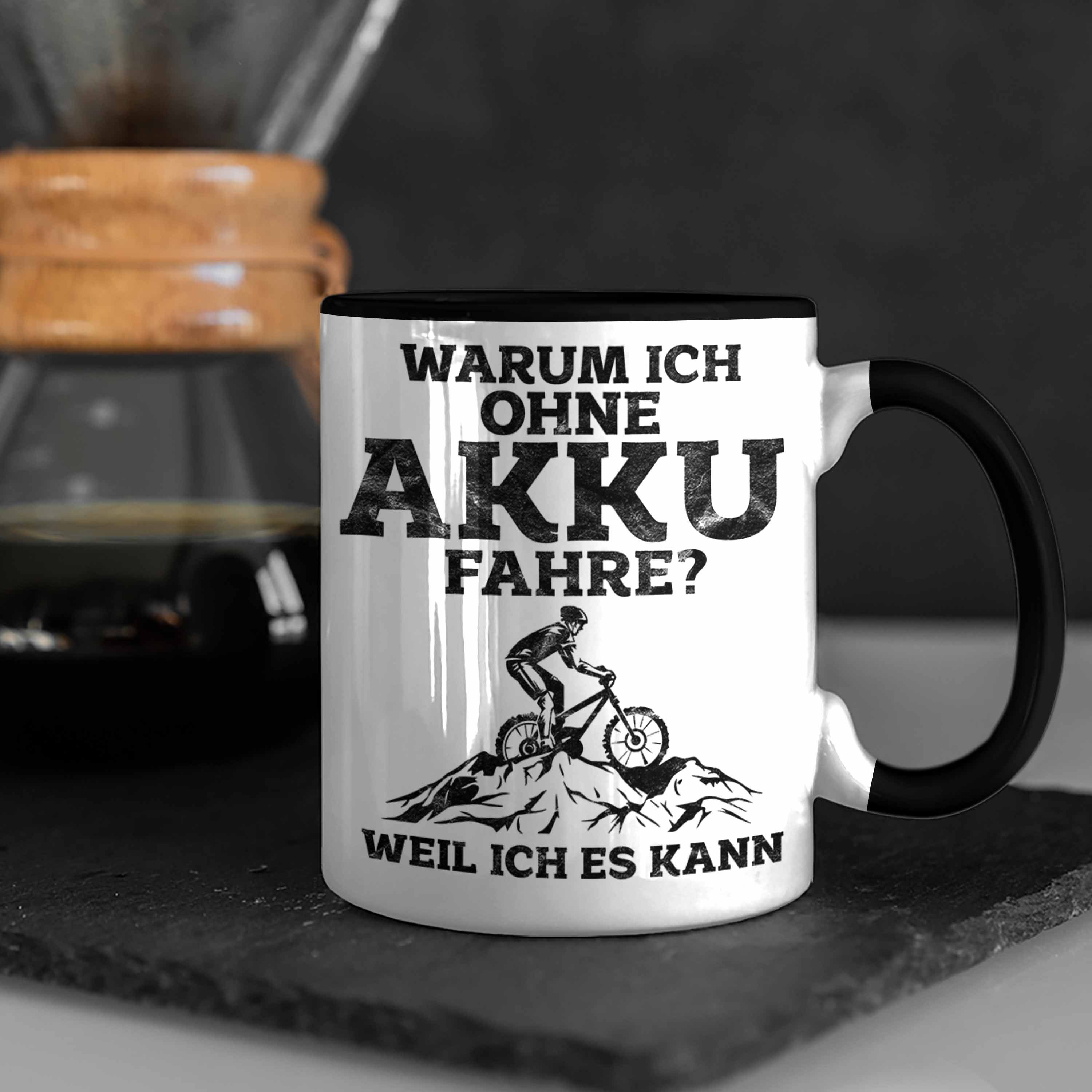 Geschenkidee Tasse Radfahrer Anti-E-Bike Trendation Lustige Schwarz Spruch Tasse