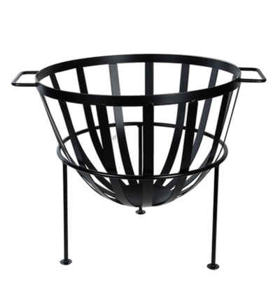 esschert design Feuerschale Feuer Halbkugel Schale Stelle Korb schwarz Metall rund Garten Griff Ofen Grill, (Feuerkorb)