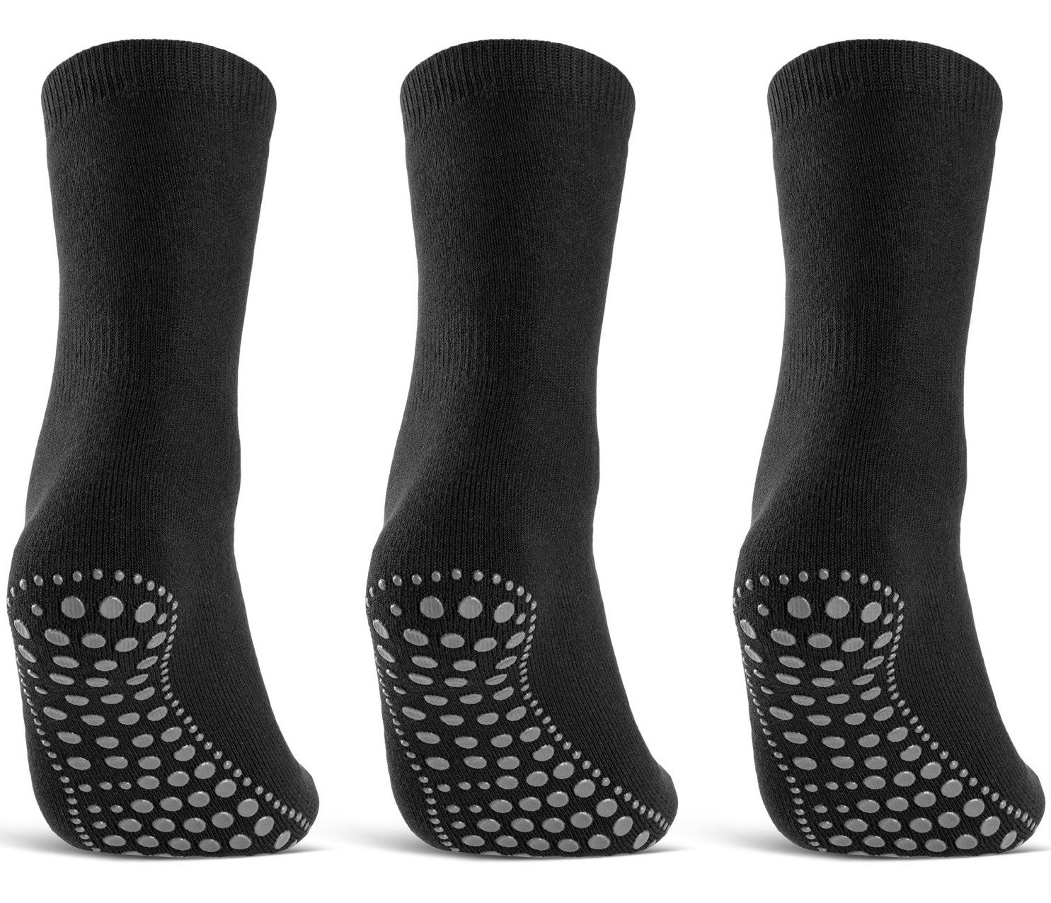 sockenkauf24 ABS-Socken 3 oder 6 Paar "Premium" Anti Rutsch Socken Damen Herren (Schwarz, 3-Paar, 43-46) ABS Socken Noppen Stoppersocken - 8600 WP