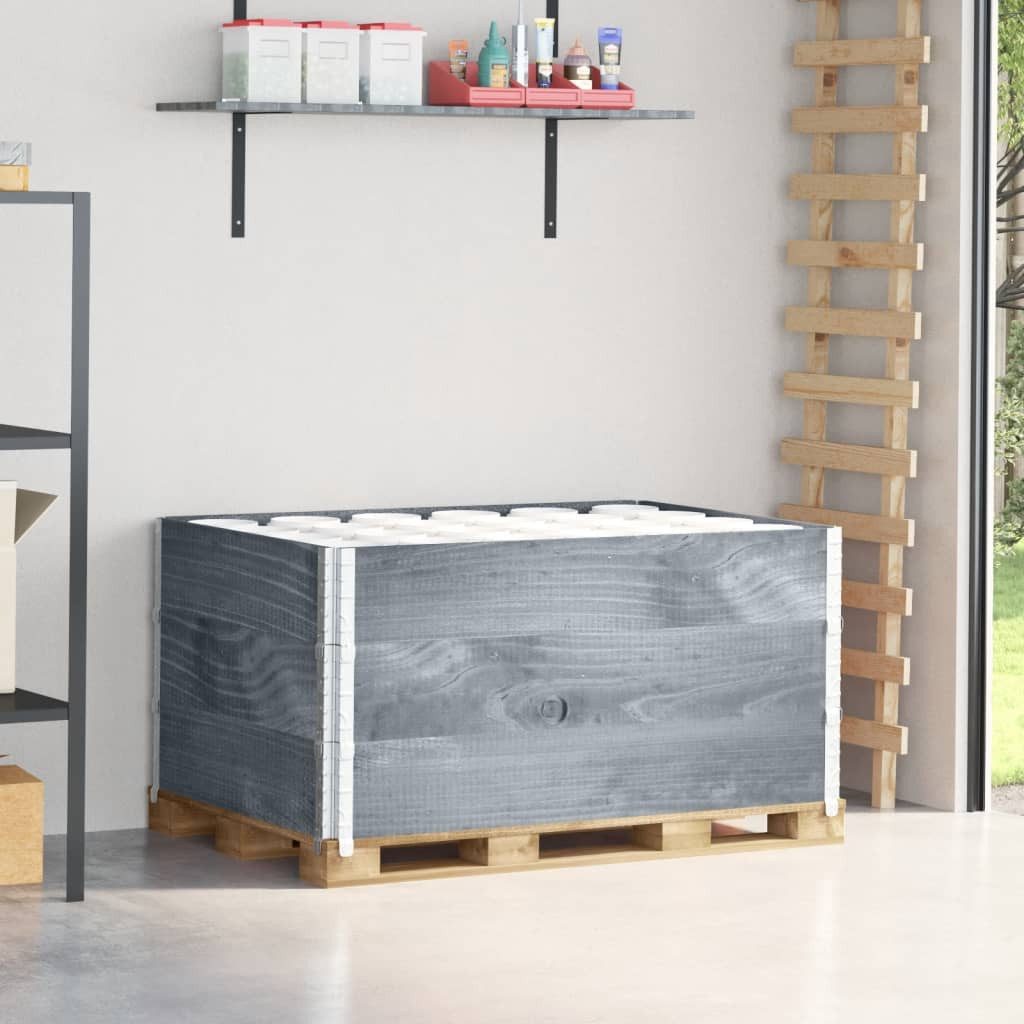 vidaXL Hochbeet, Paletten-Aufsatzrahmen 3 Stk. Grau 120x80 cm Massivholz Kiefer