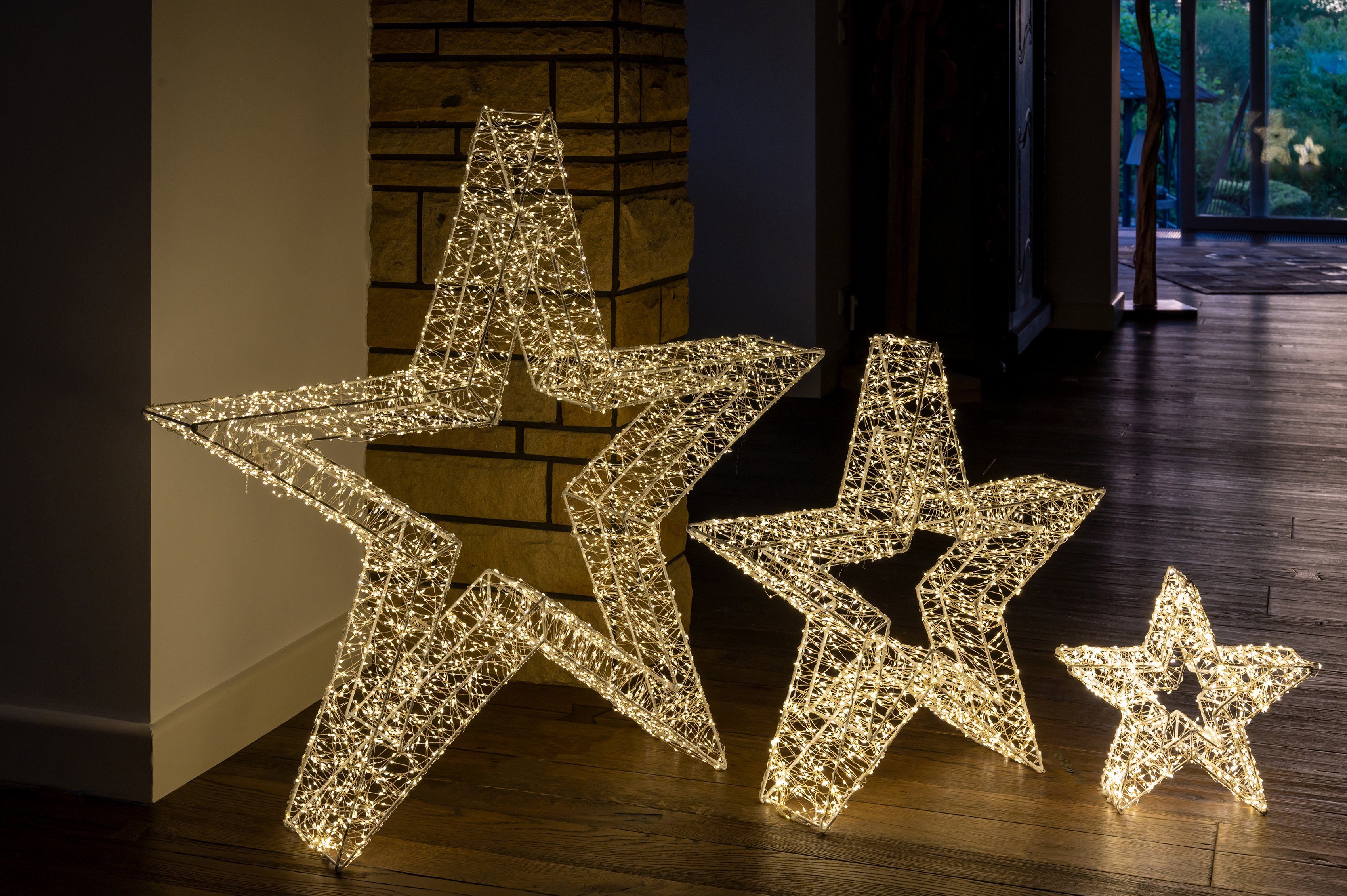 fest LED Weihnachtsstern, Weihnachtsdeko aussen, LED Stern Star-Max stromsparende integriert, Warmweiß, LED