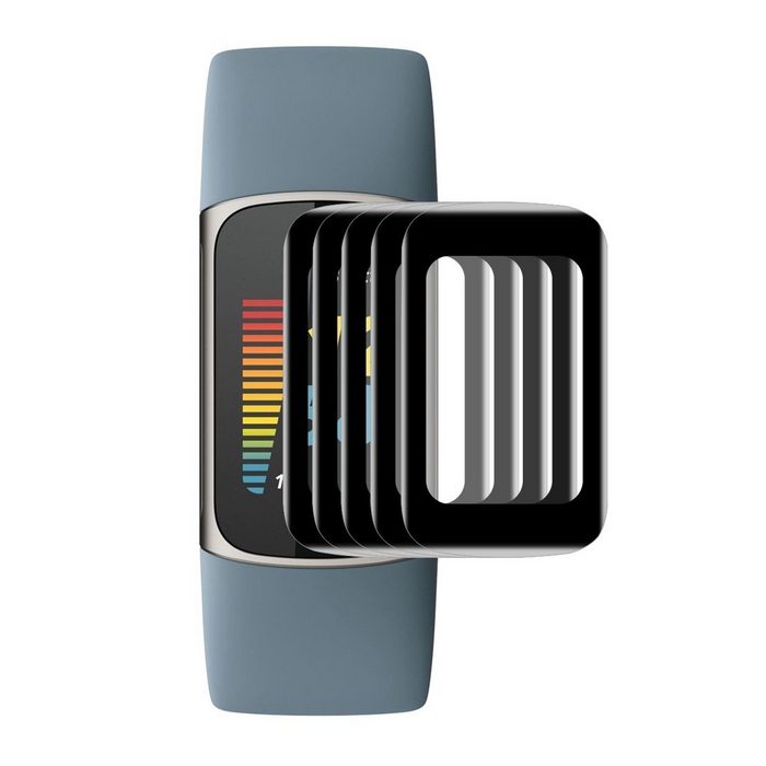 Wigento Smartwatch-Hülle Für Fitbit Charge 5 3D Curved Schutz Folie Soft Film Schutz Cover Displayschutz