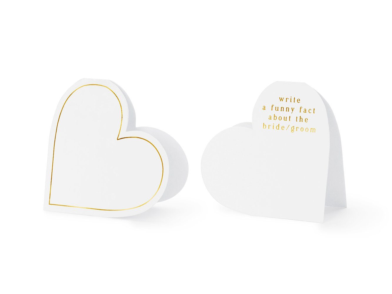 partydeco Papierdekoration, Tischkarten Herzen 15,7x22cm 10 Stück weiß gold