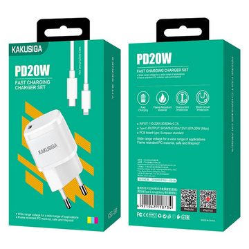 Kaku USB-C 20W 3A Ladegerät Quick Charge 3.0 + Kabel TYP C zu IPHONE weiß Smartphone-Ladegerät