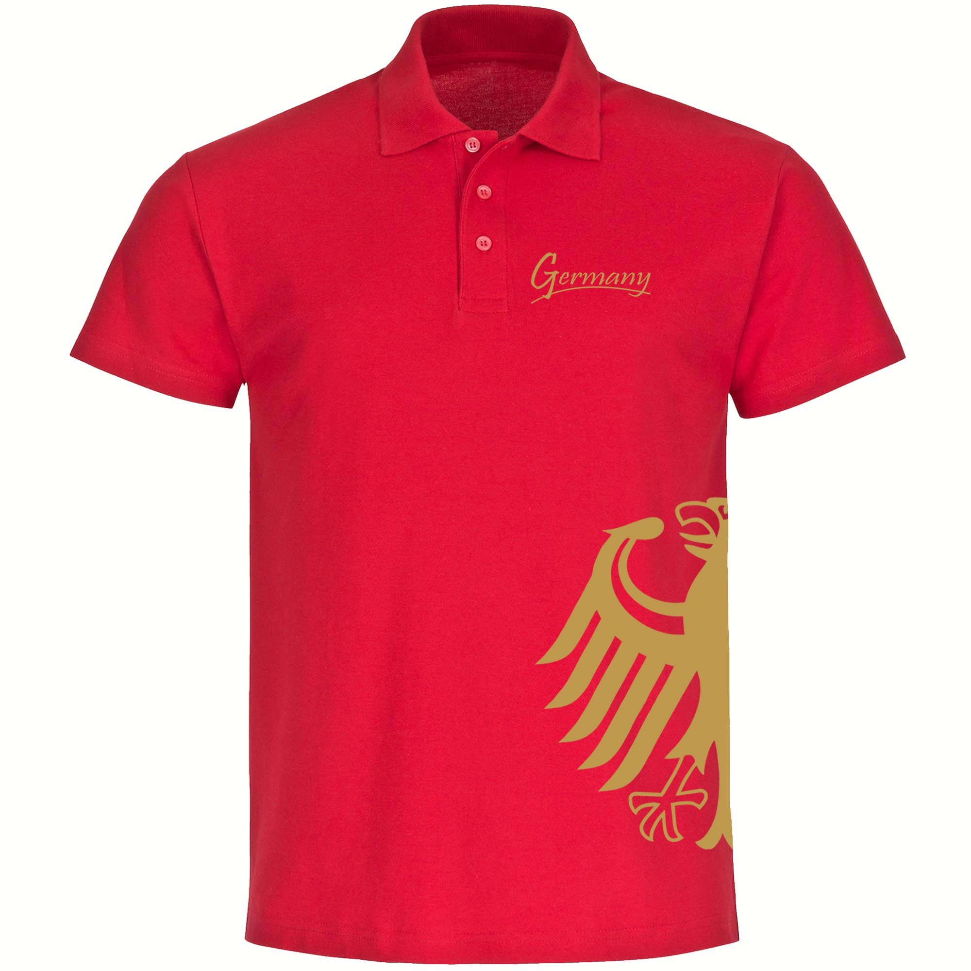multifanshop Poloshirt Germany - Adler seitlich Gold - Polo