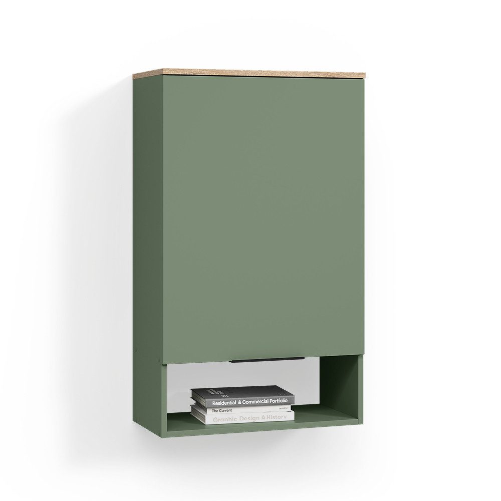 Livinity® Bücherregal Piave, Grün, 60 x 100 cm mit Tür, 1-tlg.