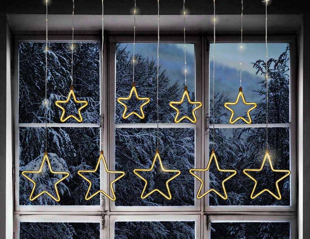 FHS LEDLichtervorhang, Lichtervorhang Weihnachten 160x110cm 864 LEDs