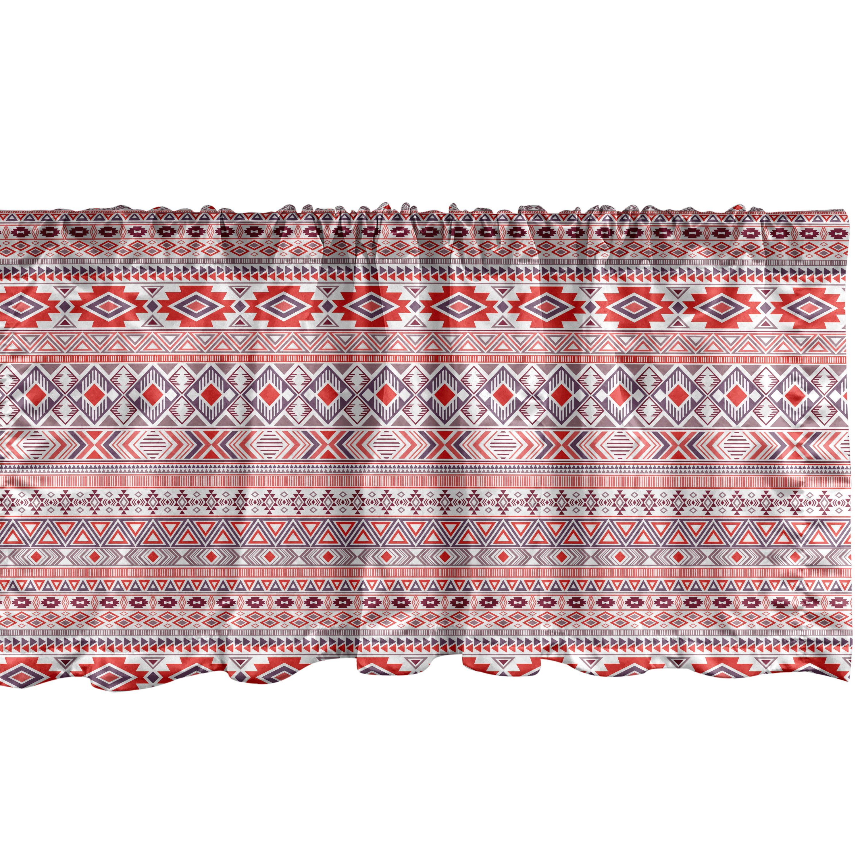 Scheibengardine Vorhang Volant für Küche Schlafzimmer Dekor mit Stangentasche, Abakuhaus, Microfaser, Aztekisch Repetitive Abstrakt ethnische