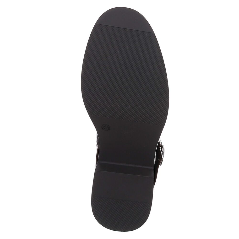 Ital-Design Modische Damenstiefel mit dekorativen Details für Alltag Westernstiefel (90417812) Blockabsatz Flache Stiefel in Braun – Bild 3 von 5