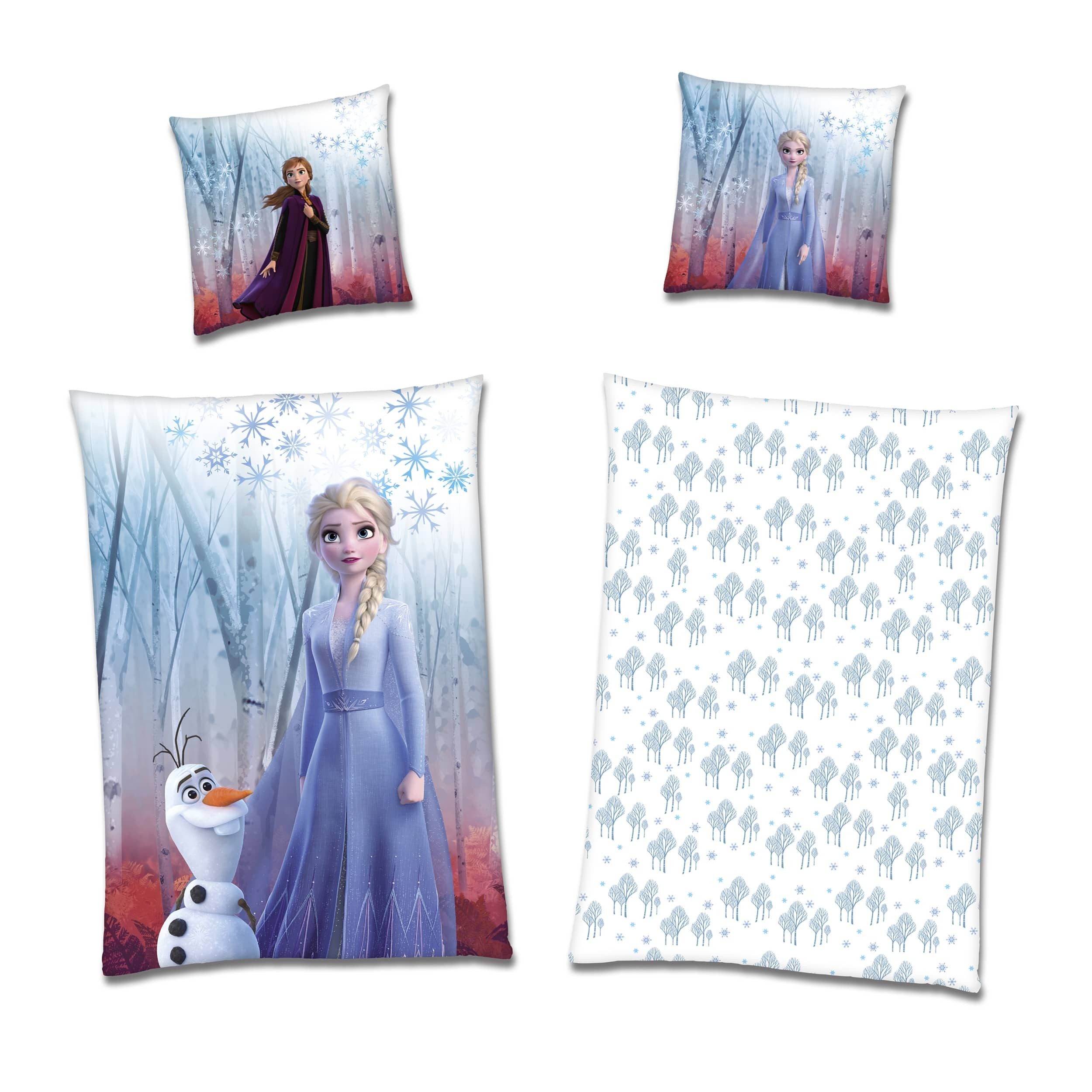Familando Kinderbettwäsche Disney Frozen Eiskönigin 135x200 80x80 cm Fleece günstig online kaufen
